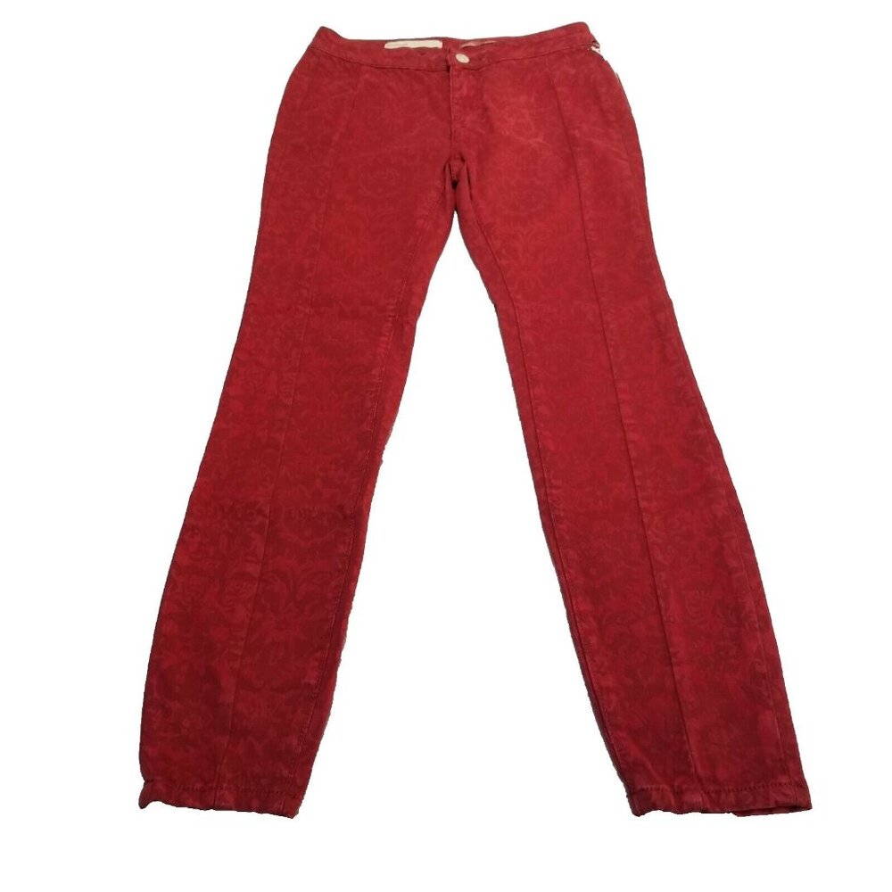 New Anthropologie Pilcro Women 25P High Rise Denim Legging Skinny Jeans Red $128